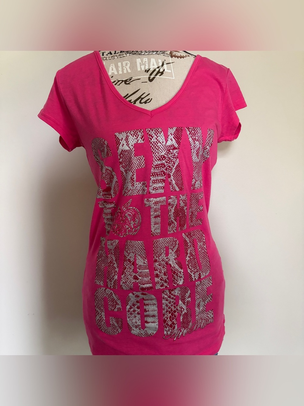Y2K apple bottoms mcbling pink graphic short sleeve baby tee - Picture 5 of 13